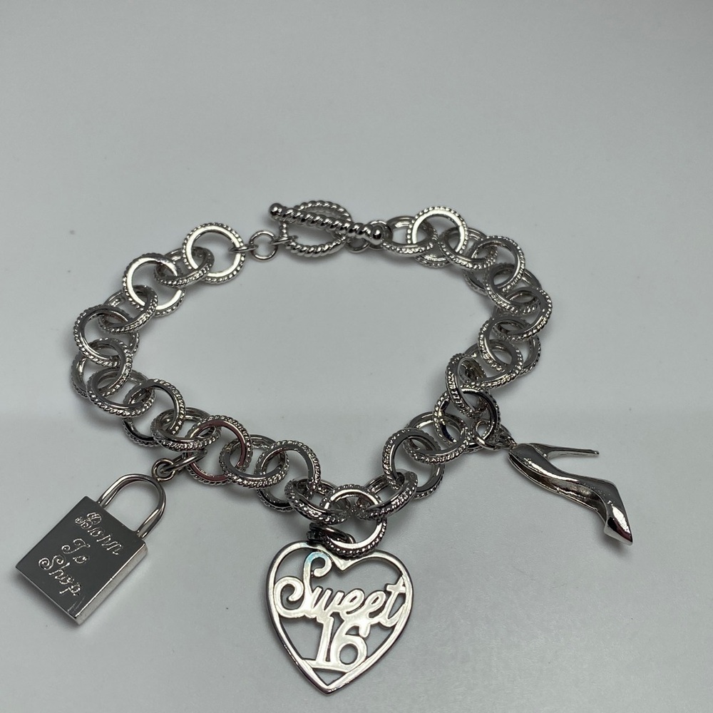 World of Charms Silver Color “Sweet 16” Charm Bracelet 7”
